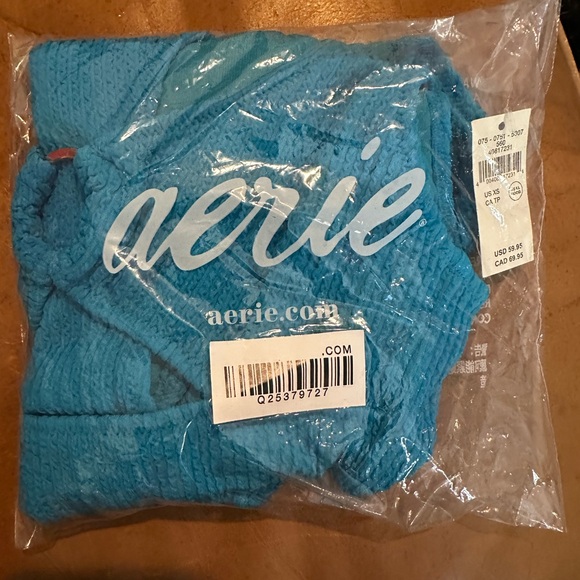 AERIE Crinkle Ring Full Coverage One Piece Swimsuit - Color Coquillo (Blue) - XS - Picture 10 of 10
